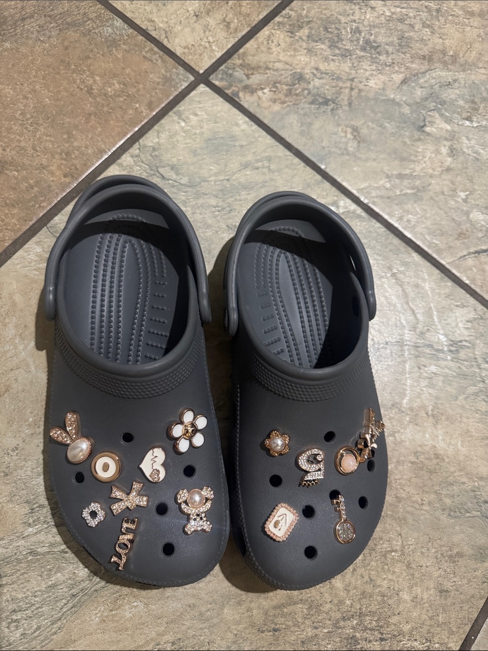 CROCS Dark Gray Clog with  Charms